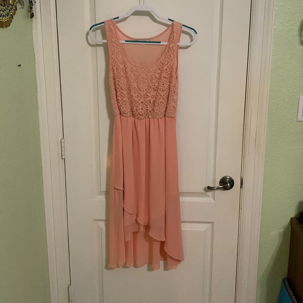 Peach High-Low Dress